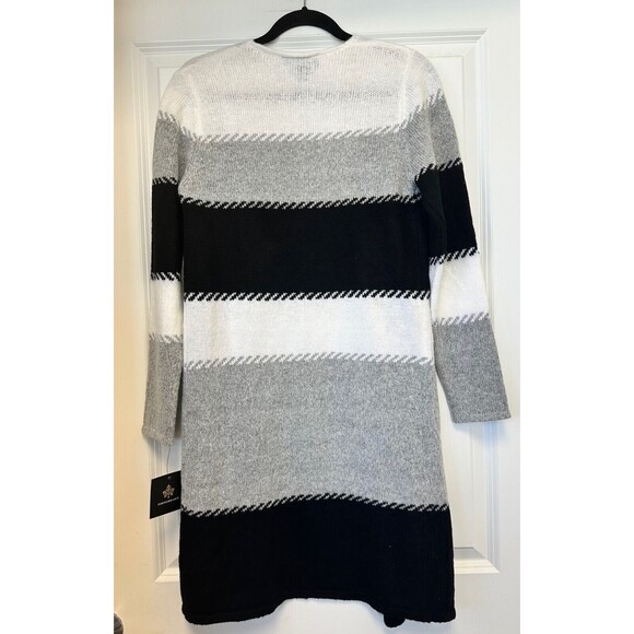 Fortune + Ivy Long Cardigan Womens XS Open Front Gray Black Boho Warm Comfort - Picture 4 of 6